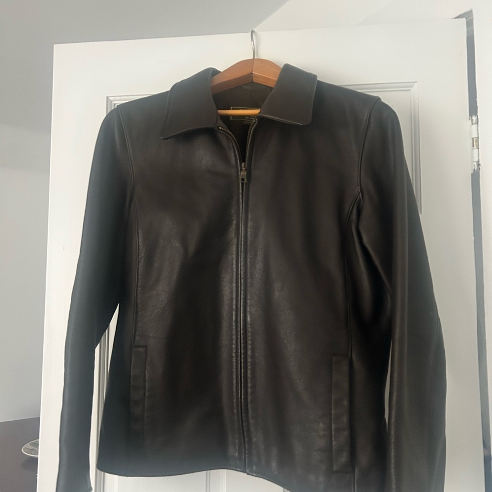 Eddie Bauer Men's Dark Brown Leather Jacket